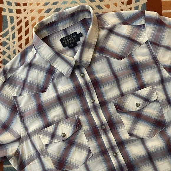 Pendleton Women’s Plaid Frontier Short Sleeve Pearl Snap - Picture 1 of 6